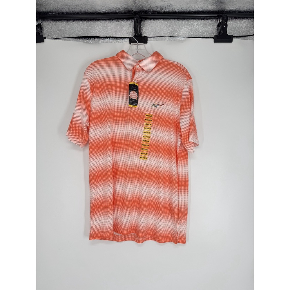 Greg Norman Polo Shirt Mens M Polka Dot Golf Striped Short Sleeve Performance